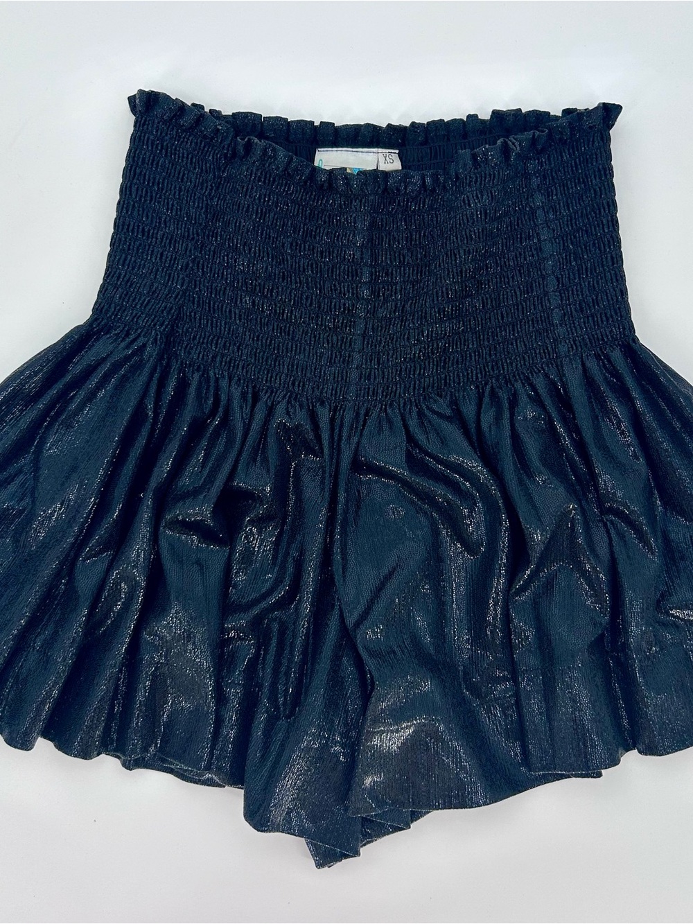 Queen Of Sparkles Black Metallic Smocked High Waist Swing Shorts Fairy Grunge